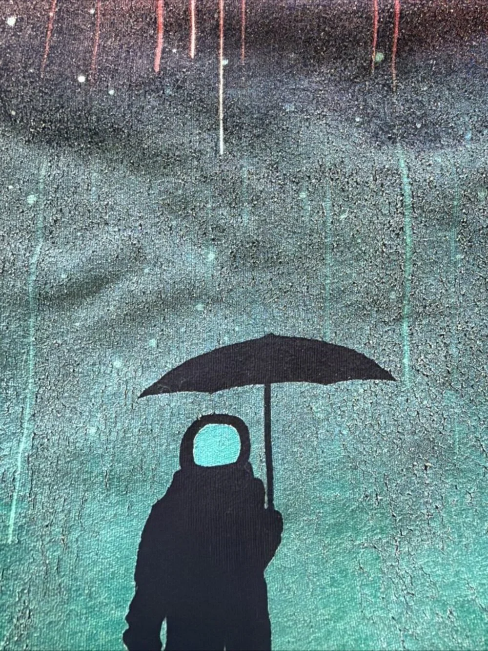 Cosmic Downpour Meteor Shower Astronaut W/Umbrella T-Shirt Medium